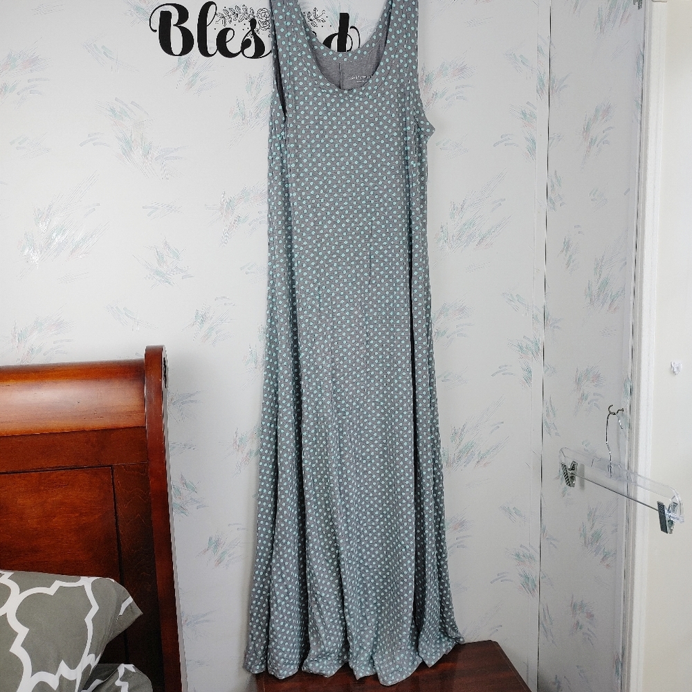 Soft Surroundings Gray Polka Dot Maxi Tank Dress L